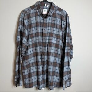 Haupt Men’s Brown Gray Blue Plaid 100% Cotton Flannel Size XXL 45/46